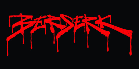 Berserk. Red and Black Hand lettering word art. Graffiti style logo lettering illustration 