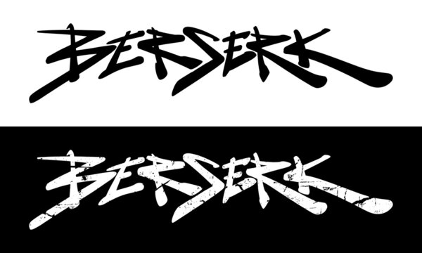 Berserk. Hand lettering word art. Graffiti style logo lettering illustration set