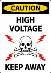 Caution High Voltage Keep Away Sign On White Background