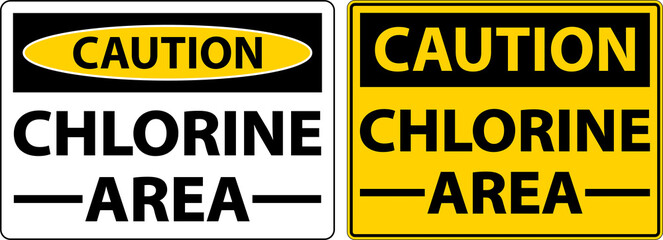 Caution Chlorine Area Sign On White Background
