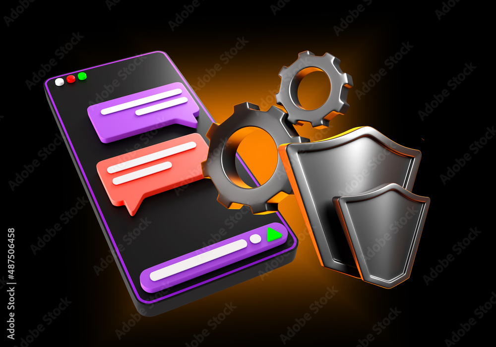 Aufkleber protection of personal data concept. confidentiality of correspondence. shield and gears symbolize s