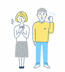 笑顔の中年カップル　全身