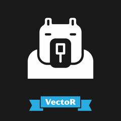 White Polar bear head icon isolated on black background. Vector