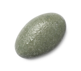 Wet stone with water drops isolated on white, top view