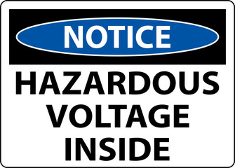 Notice Hazardous Voltage Inside Sign On White Background