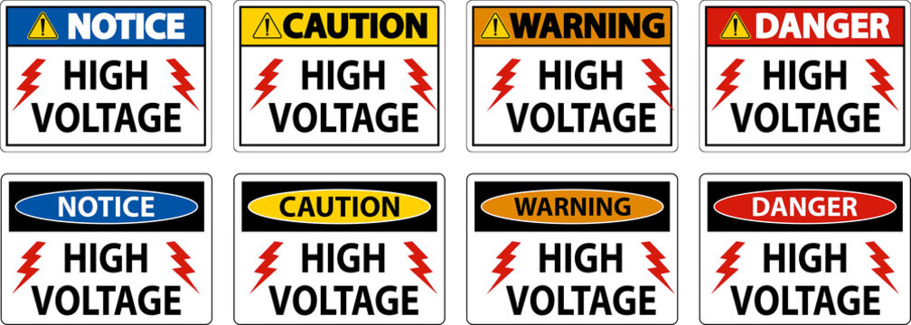 Danger High Voltage Sign On White Background