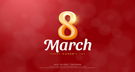 8 march womens day with style 3d number on red background