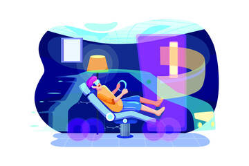Virtual Reality Illustration concept. Flat illustration isolated on white background.