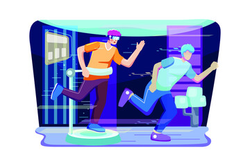 Virtual Reality Illustration concept. Flat illustration isolated on white background.