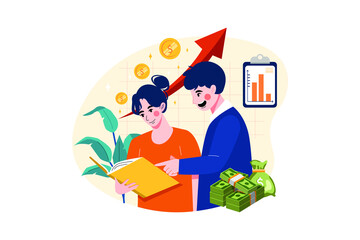 Financial Management Illustration concept. Flat illustration isolated on white background.