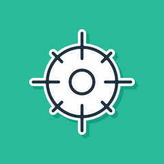 Obraz premium Blue Target sport icon isolated on green background. Clean target with numbers for shooting range or shooting. Vector