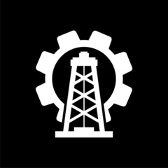 Oil rig gear icon isolated on dark background