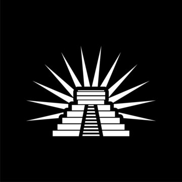 recommend clip art: Mexican pyramid flat icon isolated on dark background