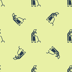 Blue Grandmother icon isolated seamless pattern on yellow background. Vector