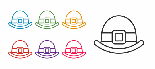 Set line Leprechaun hat icon isolated on white background. Happy Saint Patricks day. National Irish holiday. Set icons colorful. Vector