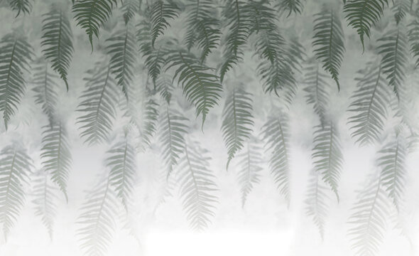 Tropical leaves in the fog designer wallpaper © Commodo opera