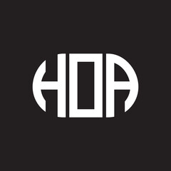 HOA letter logo design on black background. HOA creative initials letter logo concept. HOA letter design.
