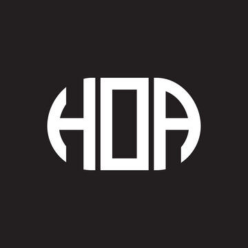 HOA letter logo design on black background. HOA creative initials letter logo concept. HOA letter design.