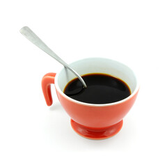 Black coffee on white background 