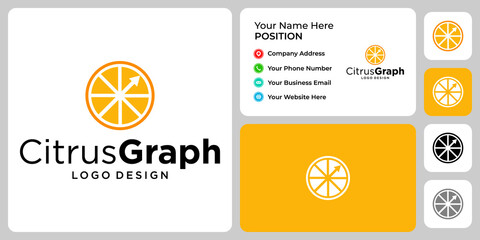Citrus fruit logo design with business card template.

