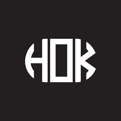 HOK letter logo design on black background. HOK creative initials letter logo concept. HOK letter design.