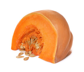 Slice of fresh ripe pumpkin isolated on white