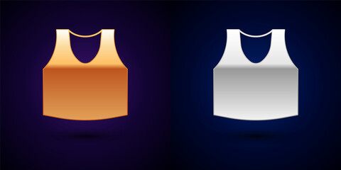 Gold and silver Undershirt icon isolated on black background. Vector
