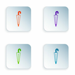Color Classic elegant umbrella icon isolated on white background. Rain protection symbol. Set colorful icons in square buttons. Vector