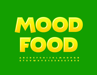 Vector bright Greeting Card Good Mood. Modern Glossy Font. Creative Alphabet Letters and Numbers set