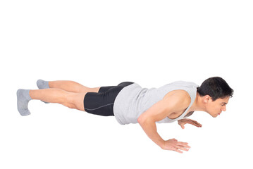 Obraz premium Serious man in activewear performing push ups