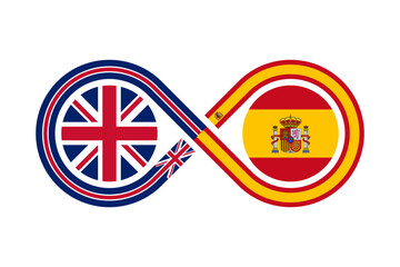 unity concept. english and spanish language translation icon. vector illustration isolated on white background - obrazy, fototapety, plakaty