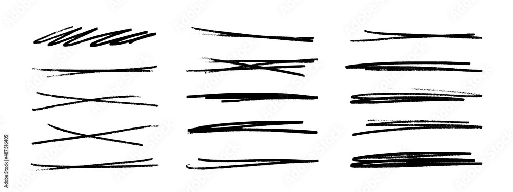 Fototapete a set of strikethrough underlines. brush stroke markers collection. vector illustration of crossed s