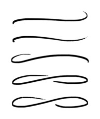 Set of swoosh underline squiggly. Figure eight underline curves. Vector illustration of line lettering isolated on white background.