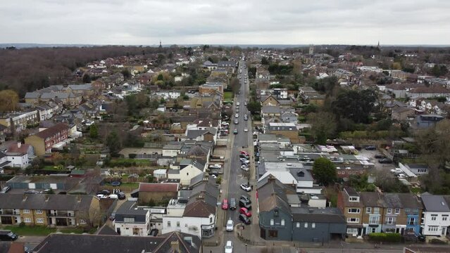 Buckhurst Hill , Essex UK drone Aerial footage of queens road