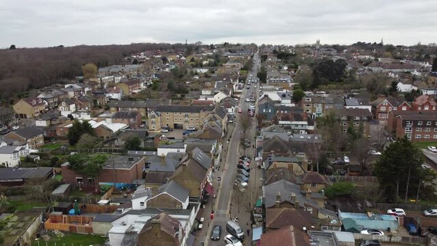 Rising drone shot of Buckhurst hill Essex England