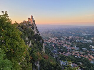 San Marino Castle at sunset  - obrazy, fototapety, plakaty