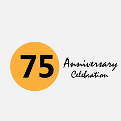 75 Set Year Anniversary Celebration Yellow Color Vector Template Design Illustration