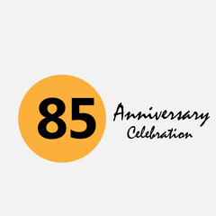 85 Set Year Anniversary Celebration Yellow Color Vector Template Design Illustration