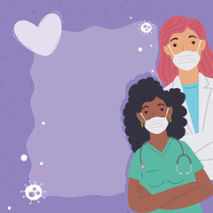 Obraz premium female doctors couple medical staff