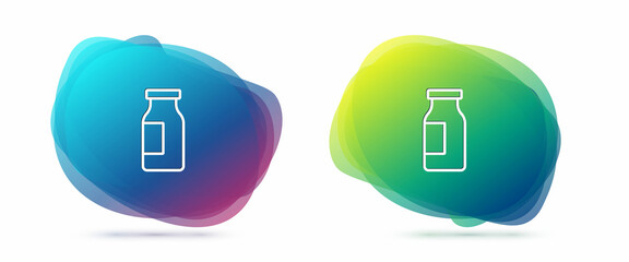 Set line Closed glass bottle with milk icon isolated on white background. Abstract banner with liquid shapes. Vector