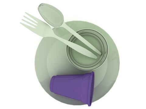 disposable tableware.3d Render Illustration.