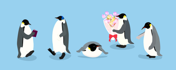 set of penguins illustration
