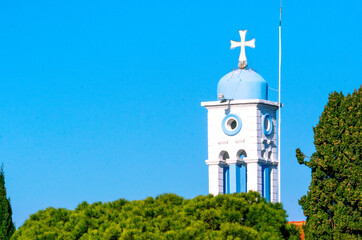 Orthodox Saint Nicholas Monastery located on two islands in Porto Lagos near town of Xanthi, Greece.