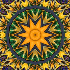 3D render of  background tile with glossy mandala puffs pixels