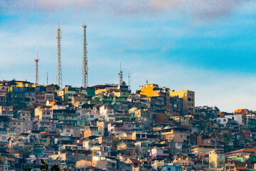 View of the numerous houses located on the hill. Izmir, turkey.
