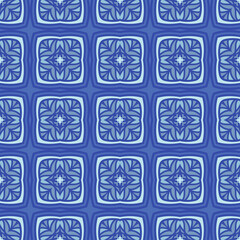 Seamless pattern with decor tile, mosaic oriental ornament. Vector illustration for designing posters, cards, prints, stickers, fabric, textile, gift paper, scrapbooking.