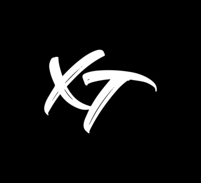 White Vector Letters Logo Brush Handlettering Calligraphy Style In Black Background Initial xt