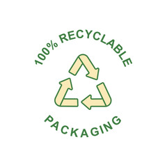 Recyclable packaging product label icon in color icon, isolated on white background 