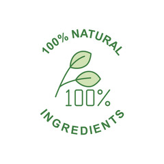 100% natural ingredients label icon in color icon, isolated on white background 