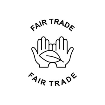 Fair trade label icon in black line style icon, style isolated on white background